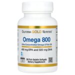 Omega 800 Huile de poisson de qualité pharmaceutique Sous forme de triglycérides KD-Pur 1000 mg 30 capsules à enveloppe molle en gélatine de poisson