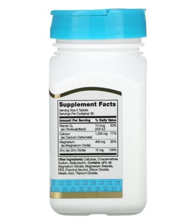 21st Century Calcium, magnésium, zinc et vitamine D3 – 90 comprimés – photo 2