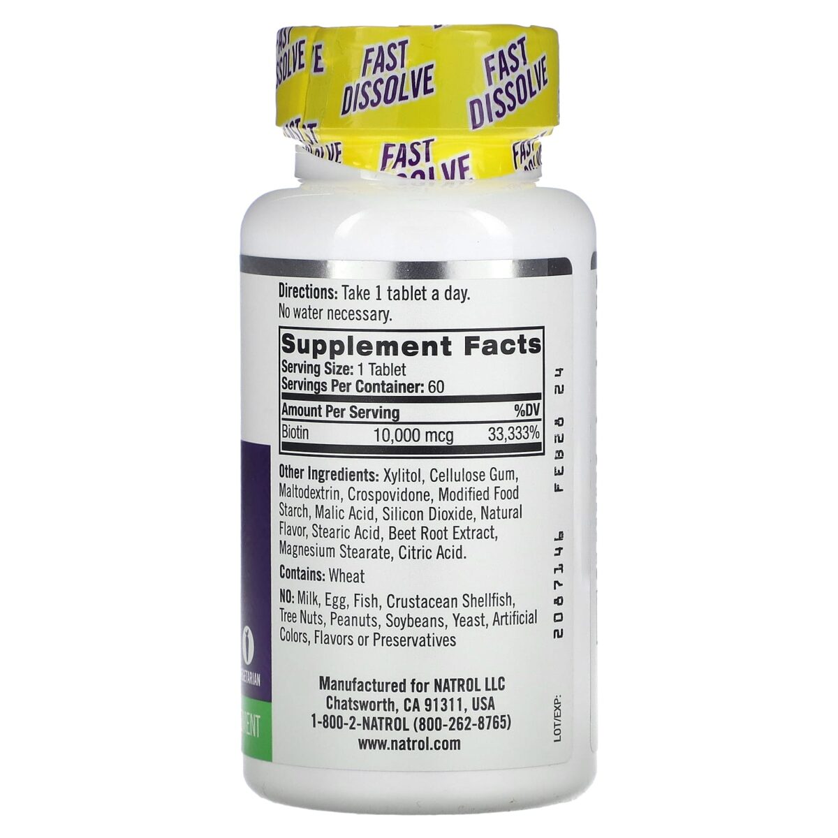 Biotine Dissolution rapide Puissance maximale Fraise 10 000 µg 60 comprimés – Image 2