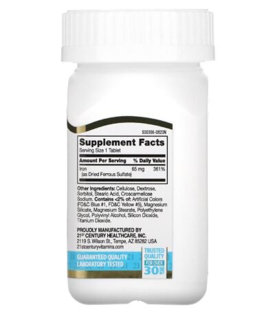 21st Century Fer 65 mg – 120 comprimés – photo 2