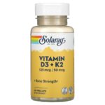 Vitamines D3 et K2 Sans soja 60 VegCaps