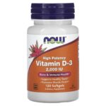Vitamine D3 Haute efficacité 50 µg (2000 UI) 120 capsules à enveloppe molle