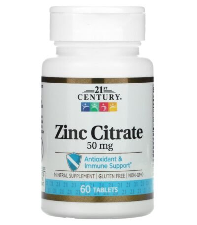 21st Century Citrate de zinc 50 mg – 60 comprimés