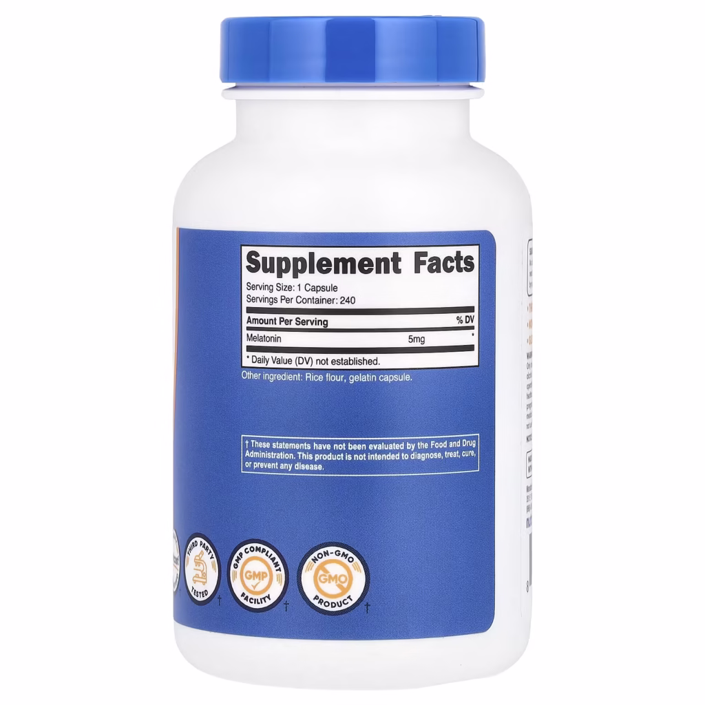 Nutricost Mélatonine 5 mg – 240 capsules – photo 2