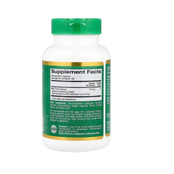 California Gold Nutrition EuroHerbs Extrait de chardon-Marie 175 mg – 180 capsules végétales – photo 2