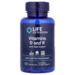 Life Extension Vitamines D et K avec Sea-Iodine™ – 60 capsules