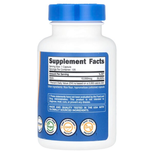 Nutricost Biotine, 10 000 µg – 120 capsules – photo 2