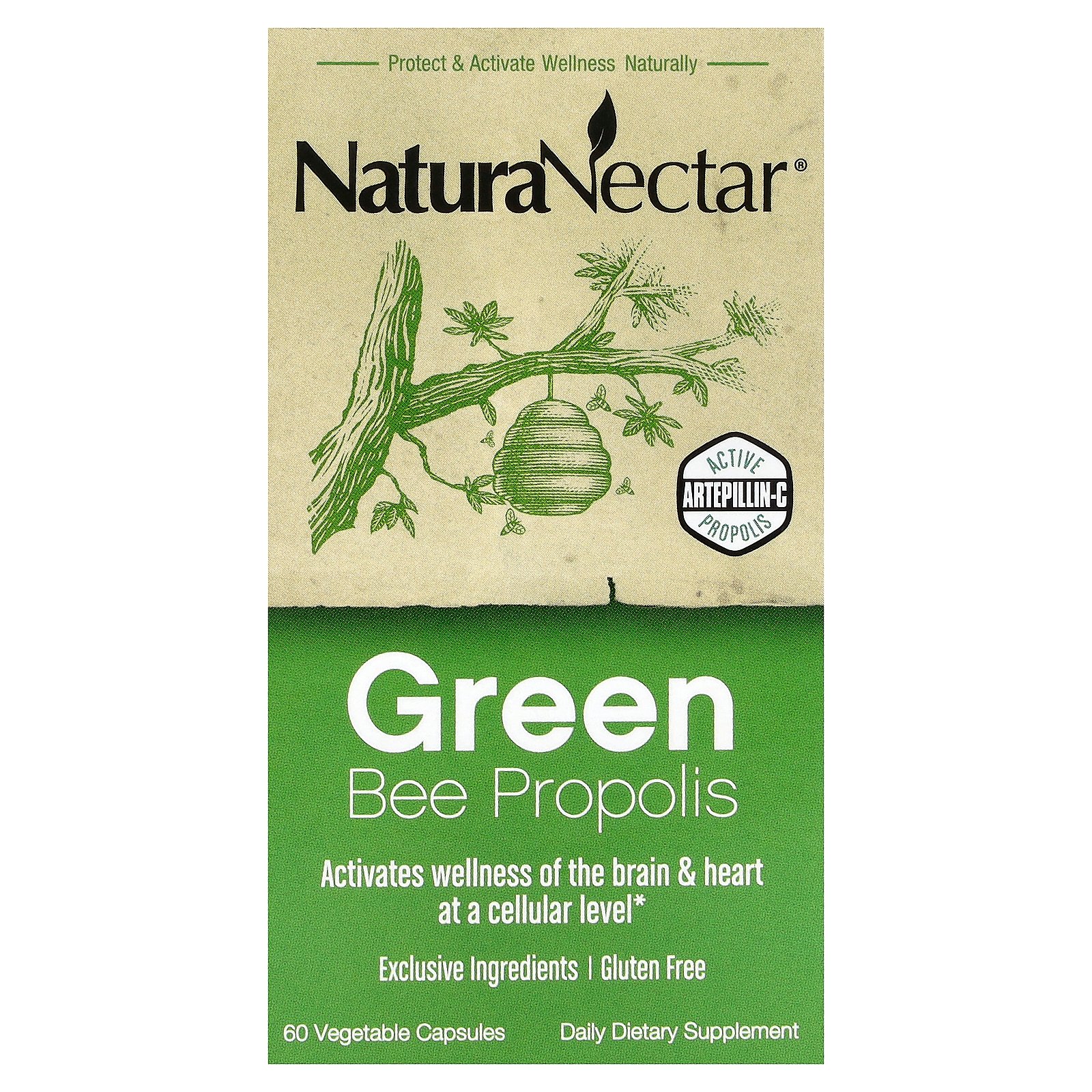NaturaNectar Propolis verte d'abeille – 60 capsules végétales NaturaNectar Propolis verte d'abeille – 60 capsules végétales