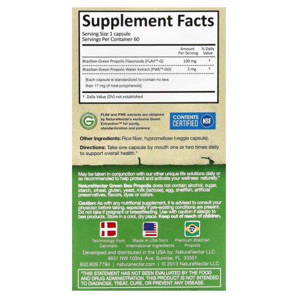 NaturaNectar Propolis verte d'abeille – 60 capsules végétales – photo 2