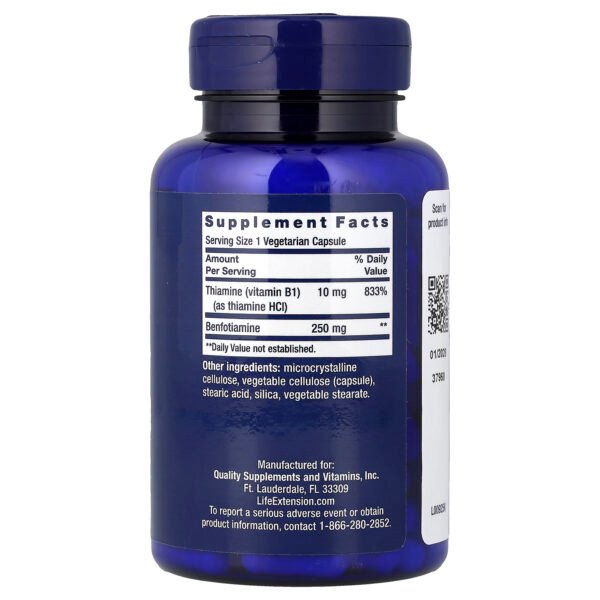 Life Extension Méga benfotiamine – 120 capsules végétariennes – photo 2