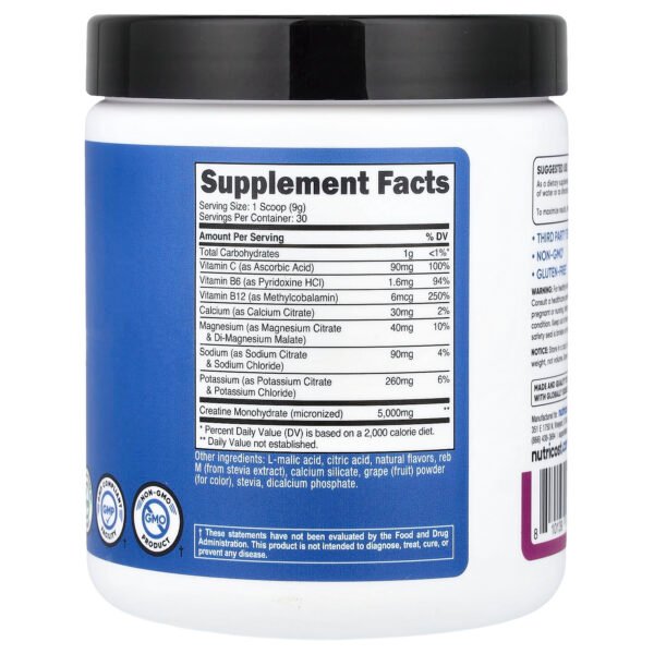 Nutricost Performance Créatine + hydratation, raisin – 276 g – photo 2