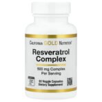 California Gold Nutrition Complexe de resvératrol avec extrait de pépins de raisin – 60 capsules végétales