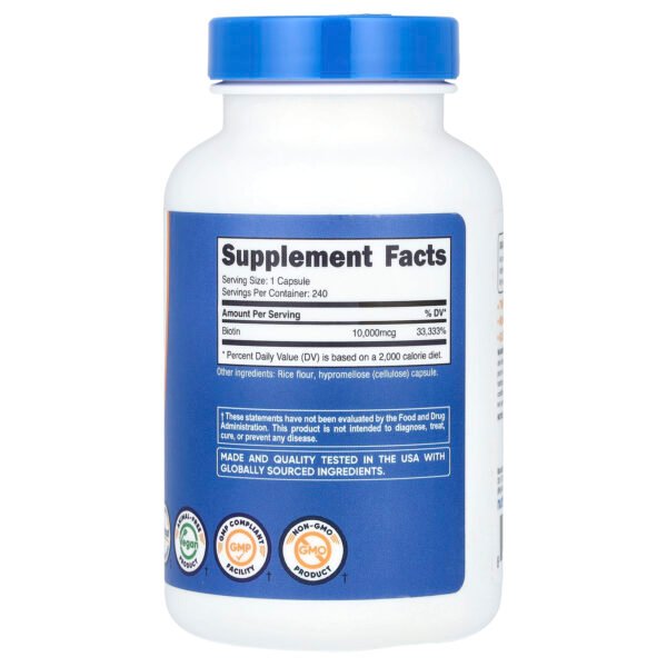 Nutricost Biotine, 10 000 µg – 240 capsules – photo 2
