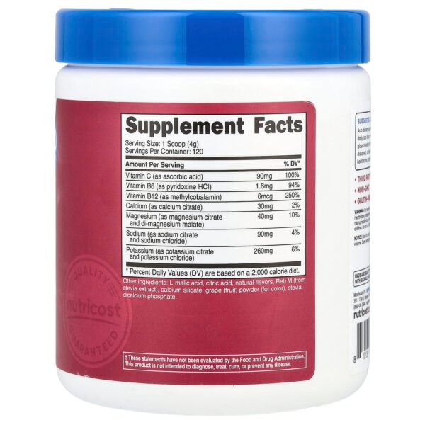 Nutricost Électrolytes, complexe d'hydratation avancée, raisin – 468 g – photo 2