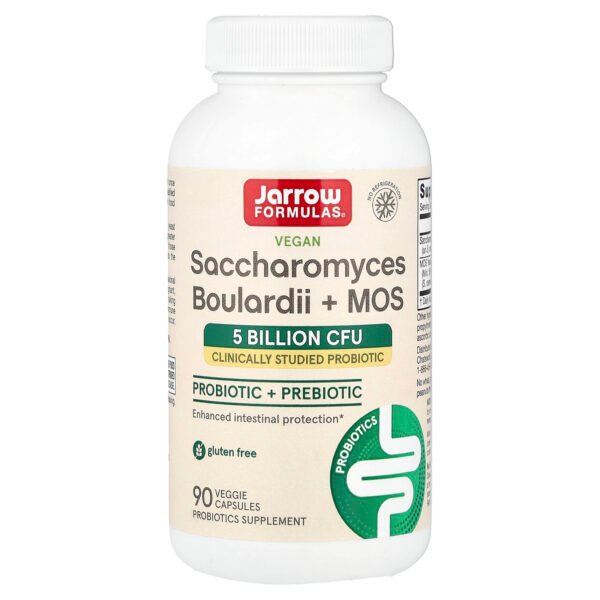 Jarrow Formulas Saccharomyces boulardii + MOS végan, 5 milliards d'UFC – 90 capsules végétales