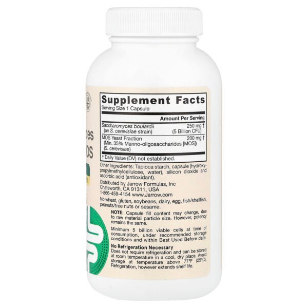 Jarrow Formulas Saccharomyces boulardii + MOS végan, 5 milliards d'UFC – 90 capsules végétales – photo 2