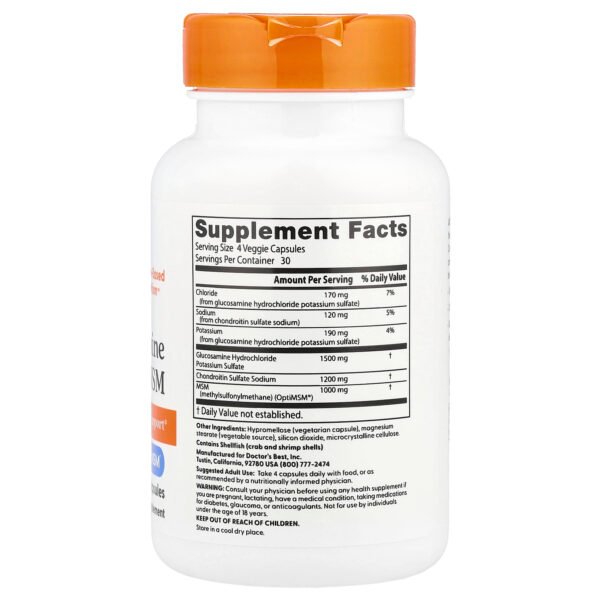 Doctor's Best Glucosamine, chondroïtine et MSM – 120 capsules végétales – photo 2