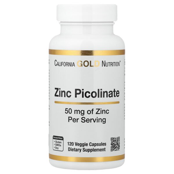 California Gold Nutrition Picolinate de zinc, 50 mg – 120 capsules végétales