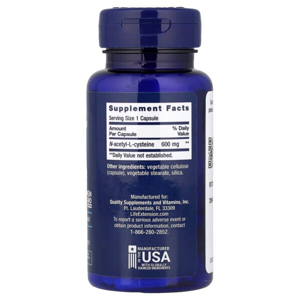 Life Extension N-acétylcystéine, 600 mg – 60 capsules – photo 2