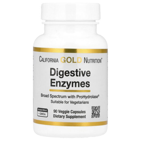 California Gold Nutrition Enzymes digestives avec mélange d'enzymes ProHydrolase® et amylase – 90 capsules vég