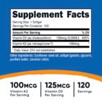Nutricost Vitamine K2 + vitamine D3 – 120 capsules molles – photo 3