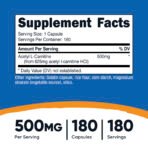 Nutricost Acétyl-L-carnitine, 500 mg – 180 capsules – photo 3