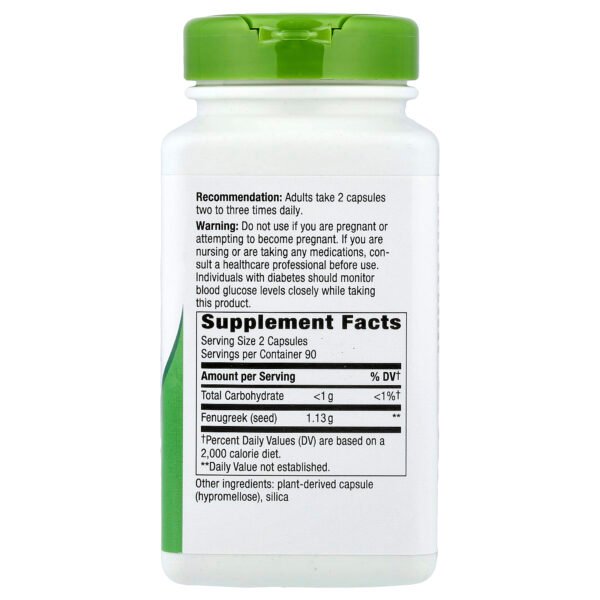 Nature's Way Graine de fenugrec – 180 capsules véganes (565 mg par capsule) – photo 2
