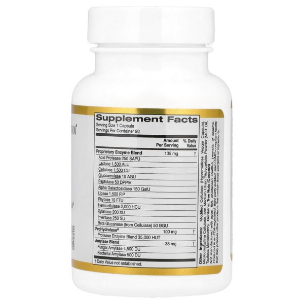 California Gold Nutrition Enzymes digestives avec mélange d'enzymes ProHydrolase® et amylase – 90 capsules vég – photo 2
