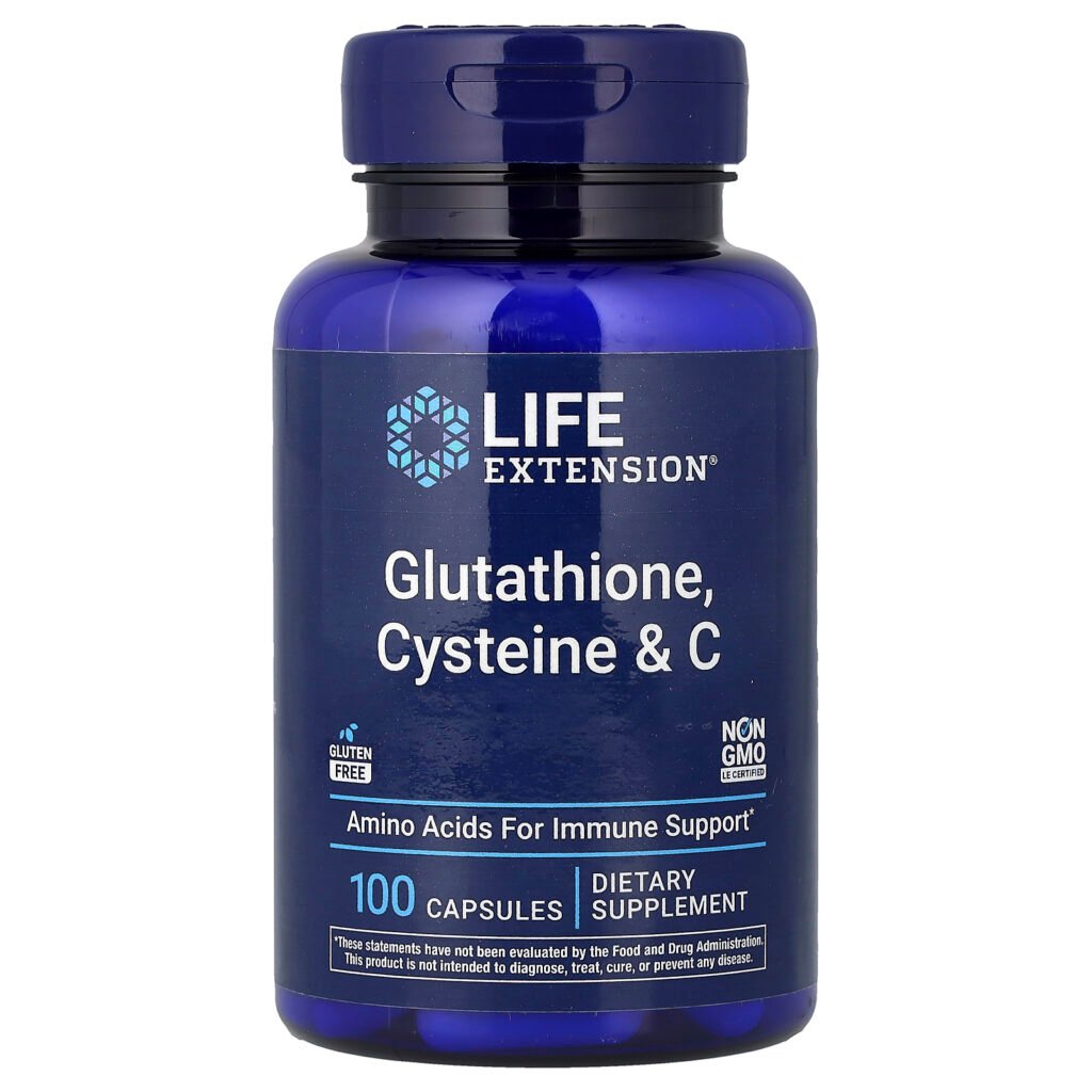 Life Extension Glutathion, cystéine et vitamine C – 100 capsules