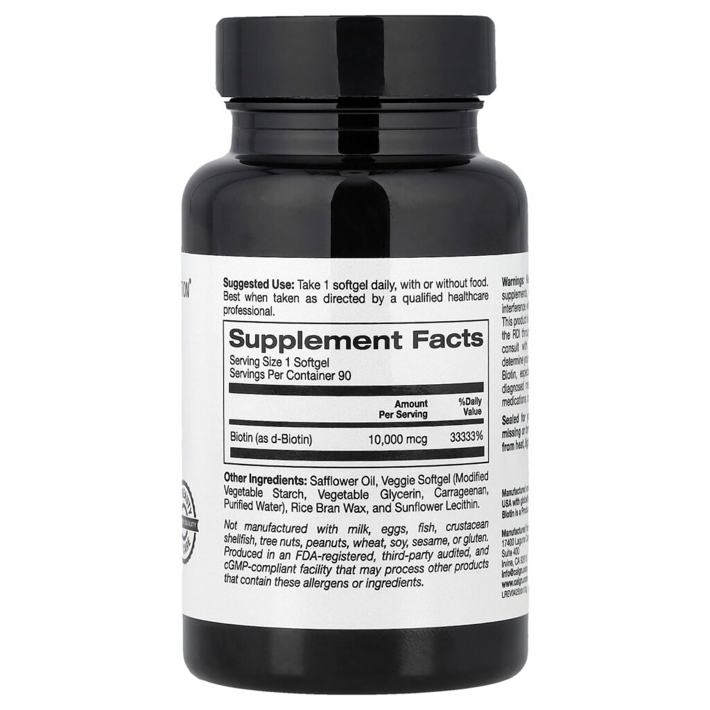 California Gold Nutrition Biotine, 10 000 µg – 90 capsules végétales à enveloppe molle – photo 2