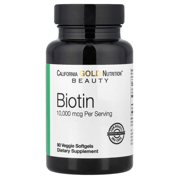 California Gold Nutrition Biotine, 10 000 µg – 90 capsules végétales à enveloppe molle