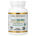 California Gold Nutrition Spiruline biologique – 60 comprimés (500 mg)