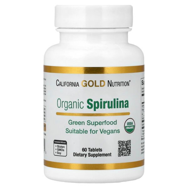 California Gold Nutrition Spiruline biologique – 60 comprimés (500 mg)
