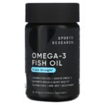 Sports Research Huile de poisson oméga-3, triple efficacité – 30 capsules molles