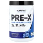 Nutricost Performance PRE-X, complexe pré-entraînement Xtreme, framboise bleue – 447 g