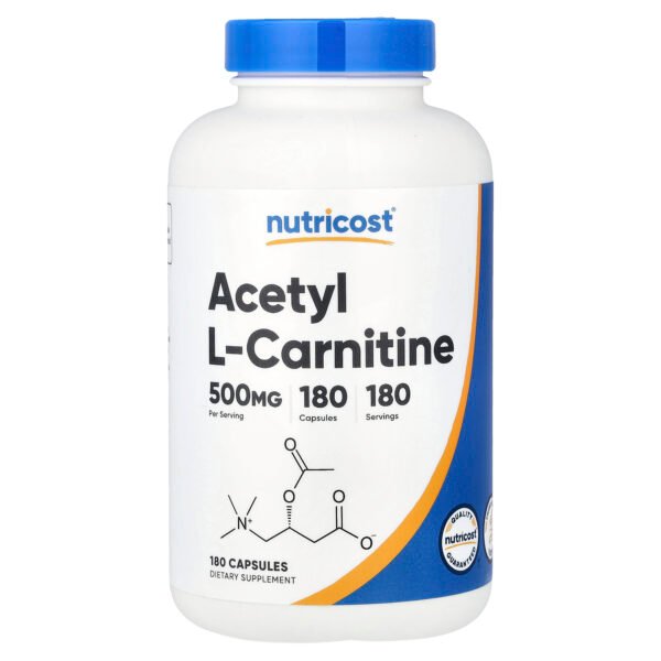 Nutricost Acétyl-L-carnitine, 500 mg – 180 capsules