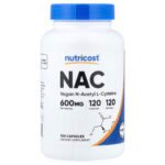 Nutricost NAC végan, N-acétyl-L-cystéine, 600 mg – 120 capsules