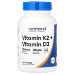 Nutricost Vitamine K2 + vitamine D3 – 120 capsules molles