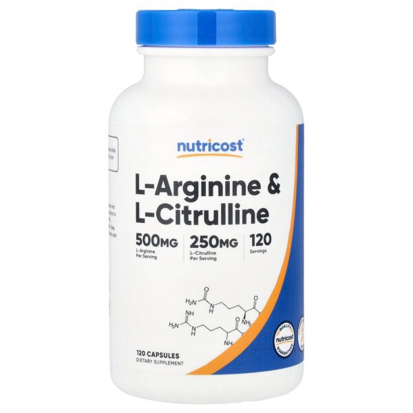 Nutricost L-arginine et L-citrulline – 120 capsules