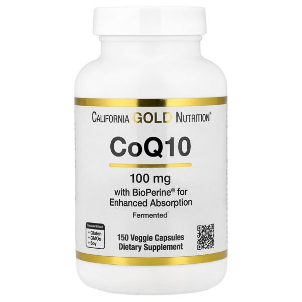 California Gold Nutrition CoQ10 ubiquinone USP avec BioPerine®, biodisponibilité améliorée, 100 mg – 150 capsu