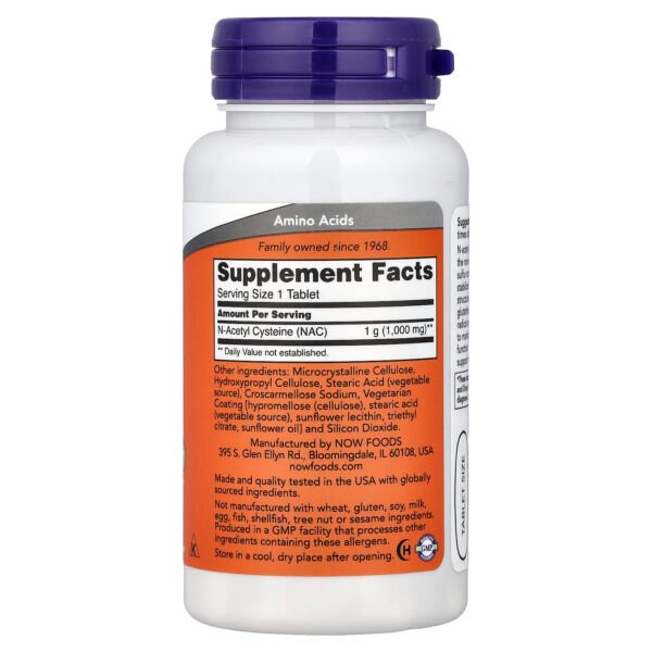 NOW Foods NAC, 1000 mg – 60 comprimés – photo 2