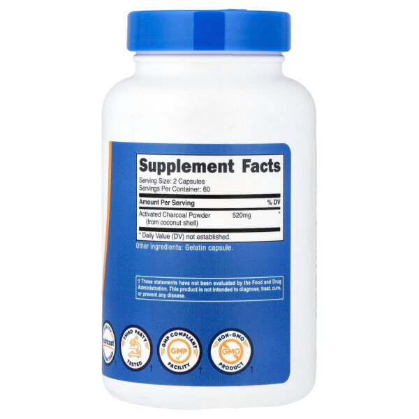 Nutricost Charbon actif, 260 mg – 120 capsules – photo 2