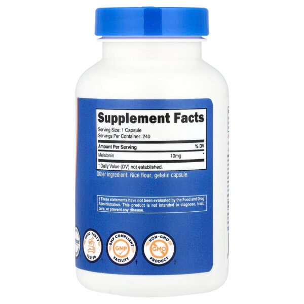 Nutricost Mélatonine, 10 mg – 240 capsules – photo 2