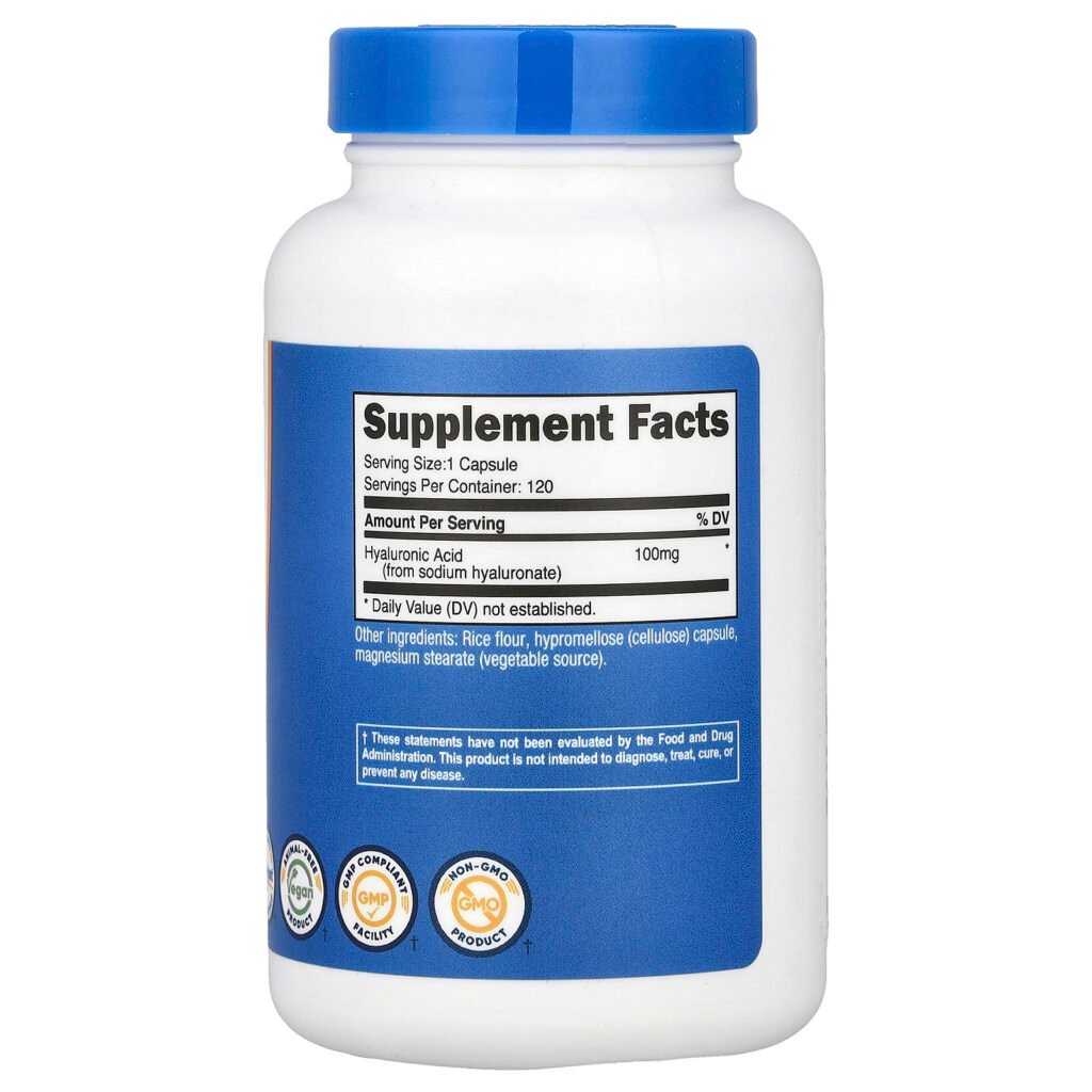 Nutricost Acide hyaluronique, 100 mg – 120 capsules – photo 2