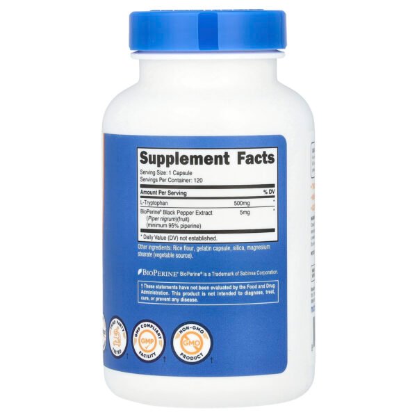 Nutricost L-tryptophane, 500 mg – 120 capsules – photo 2