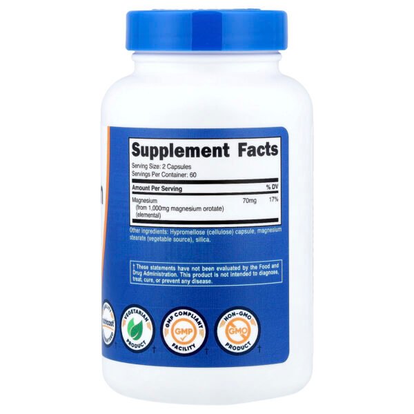 Nutricost Orotate de magnésium – 120 capsules (35 mg de magnésium par capsule) – photo 2