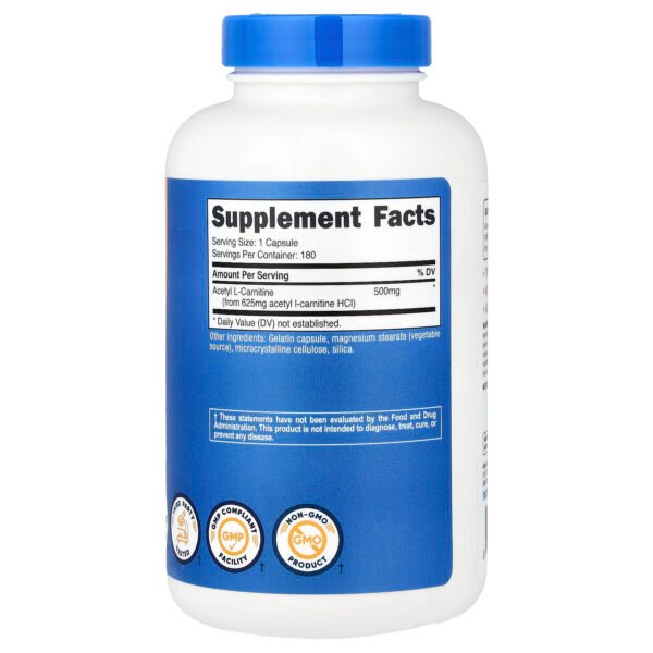Nutricost Acétyl-L-carnitine, 500 mg – 180 capsules – photo 2