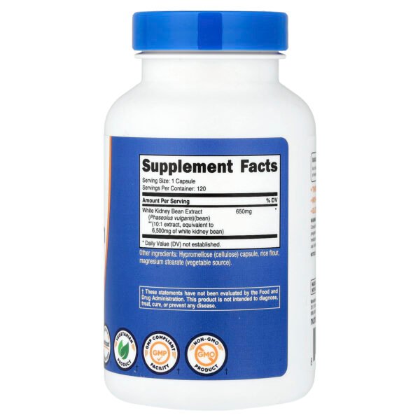 Nutricost Haricot blanc, 6500 mg – 120 capsules (650 mg par capsule) – photo 2