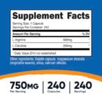 Nutricost L-arginine + L-citrulline – 240 capsules – photo 3