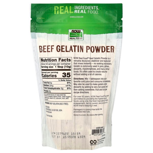 NOW Foods Real Food – Gélatine de bœuf en poudre, 454 g – photo 2